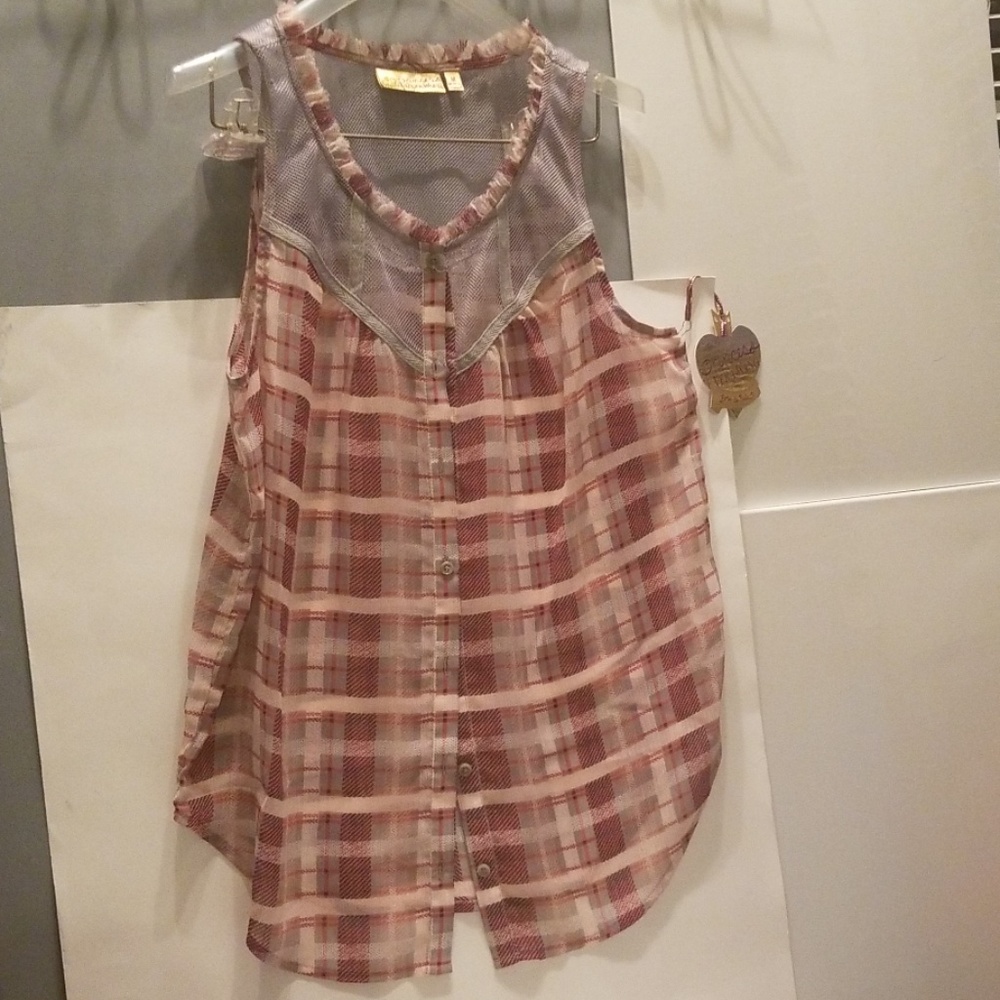 sleeveless sheer Vera Wang button down